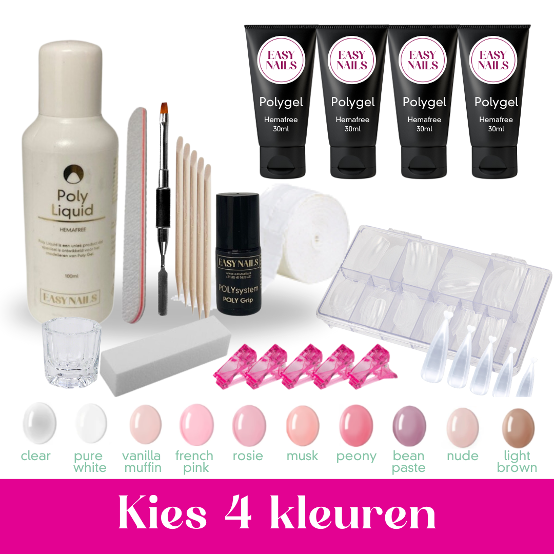 Polygel Starterset met 4 kleuren naar keuze