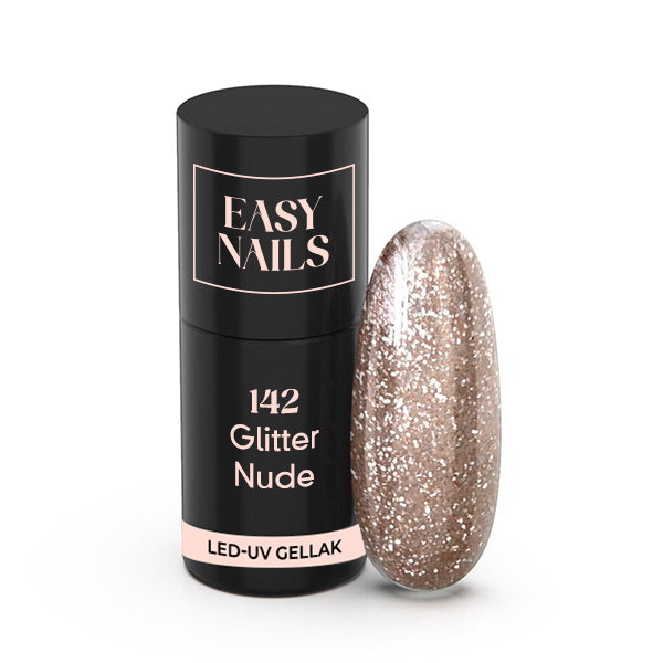 Gellak - 142 Glitter Nude nagel