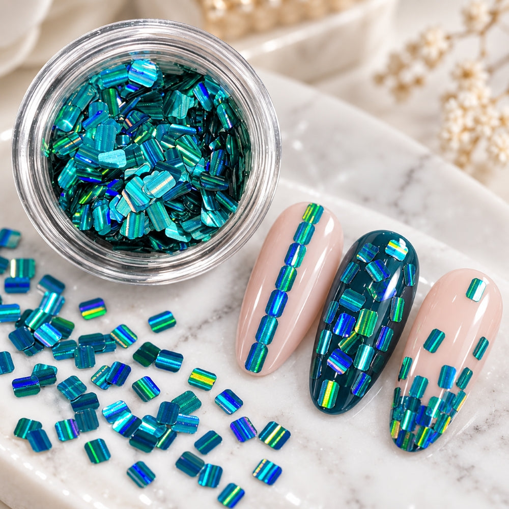 Hologram-Secret-Nailart -Pailleten-turqois-Easy Nails