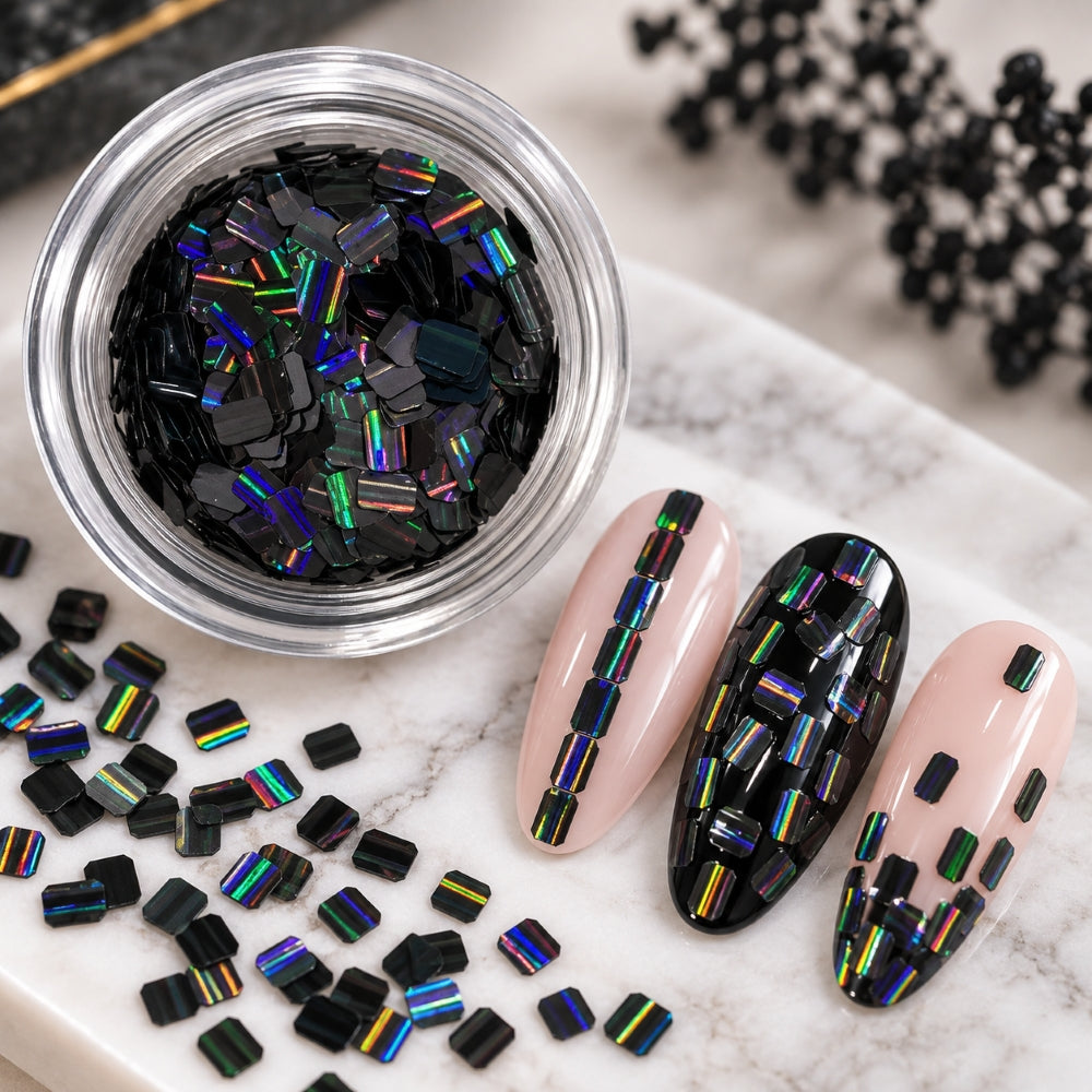 Hologram-Secret-nail-art-pailletten-black Easy Nails