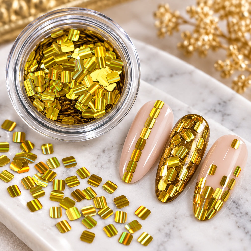 hologram-secret-nailart-pailletten-gold easy nails