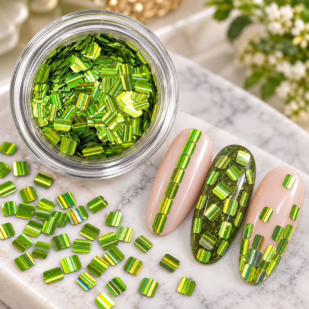 hologram-secret-nailart-pailletten-lime easy Nails