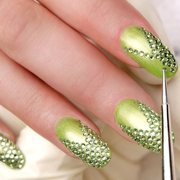 strass steentjes lime groen op nagel